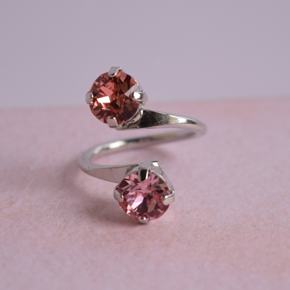 Twisted Swarovski Crystals Ring, Birthstone Colors